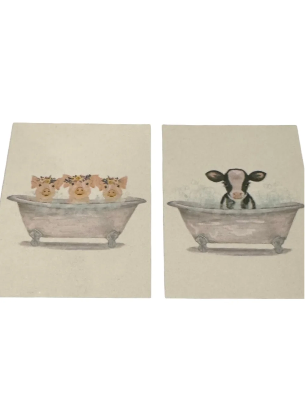 Wall Decor Set 2 Pieces 11x14 Beige White Farmhouse Art
